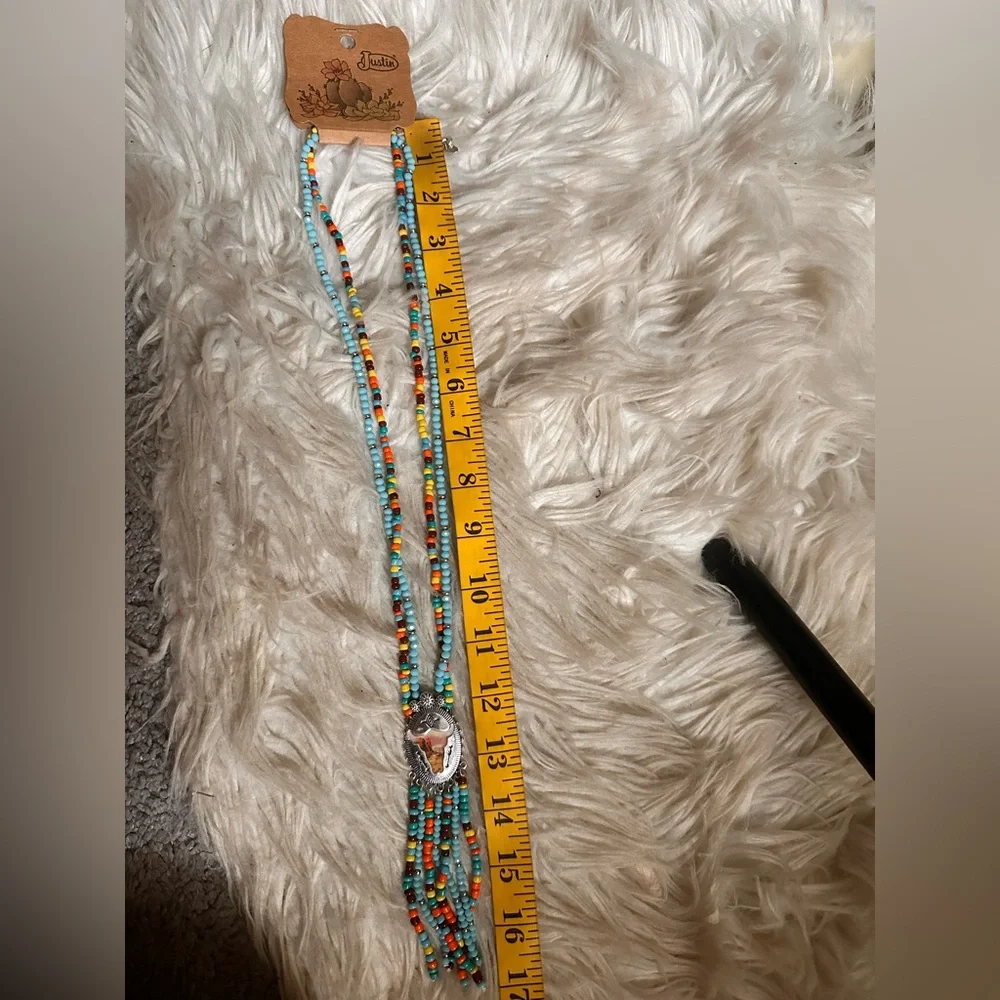 Justin‎ boots western Colorful Beaded Necklace with Pendant